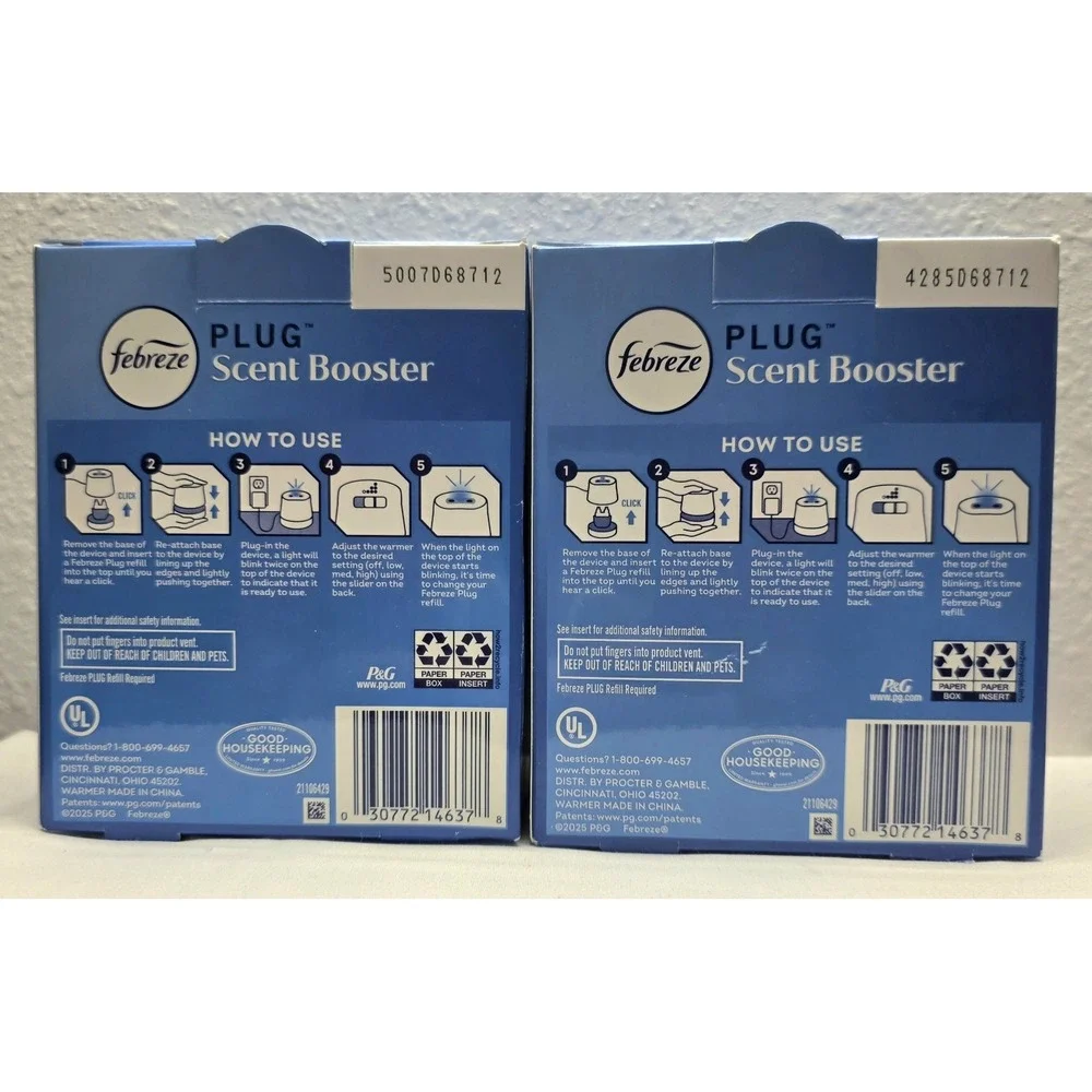 2pk Febreze PLUG Scent Booster  Air Freshener Continuous Scent Oil Warmer